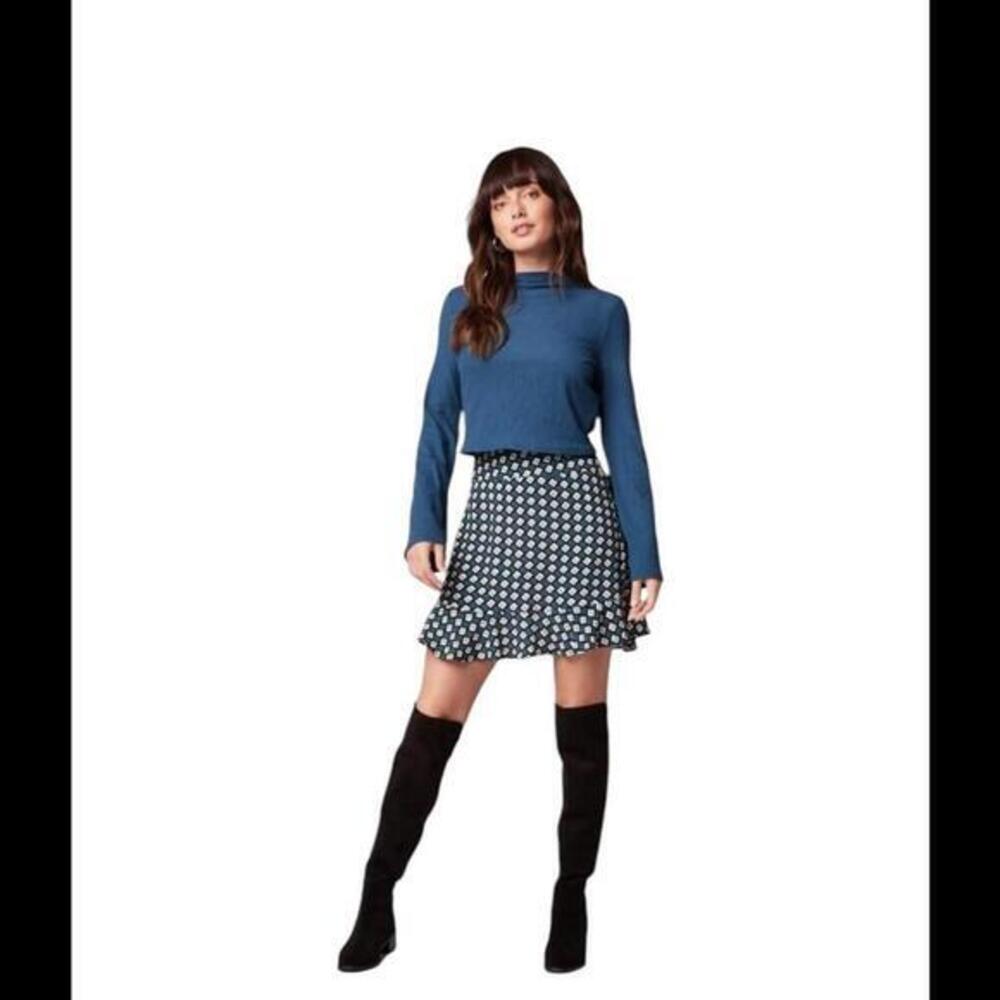 BOG Land Of‎ The Free Chic Blue Printed Flounce Skirt